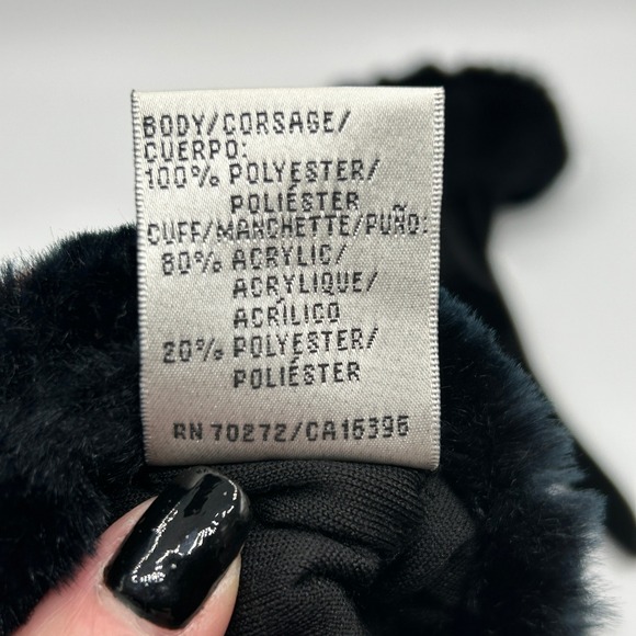 VTG Liz Claiborne Women Black Velvet Gloves Faux Fur Cuff Elegant Party Occasion - Picture 5 of 8